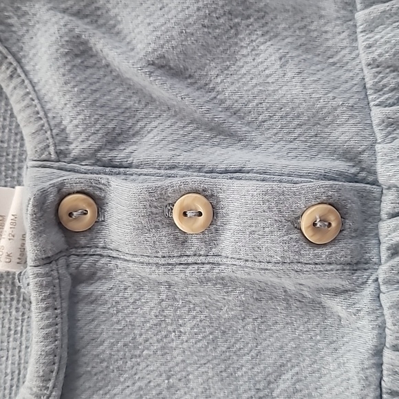 H&M Tunic Top, 18M, Light Denim, Powder Blue, Tan Buttons, Ruffles, Soft - Picture 2 of 5